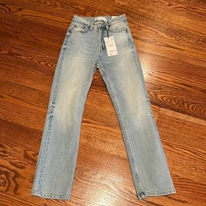 NWT Zara jeans denim stovepipe high rise ankle length 34 2